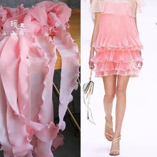 10cm Pink Pleated Lace Trim Wave Ruffle Folds DIY Sewing Supplies Collar Skirt Decor Wedding Dress Designer Accessories