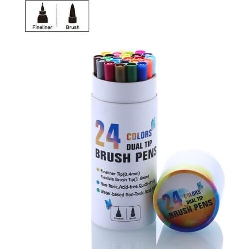 24/60 Colors Art Marker Pens Dual Tip Brush Pens for Watercolor Pens For Manga Drawing Painting Calligraphy Art Supplies