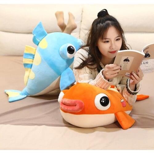 30/45/65CM Colorful Cartoon Fish Plush Dolls Cute Big Mouth Fish Pillow Stuffed Soft Sofa Cushion Toys for Children Kids Gifts