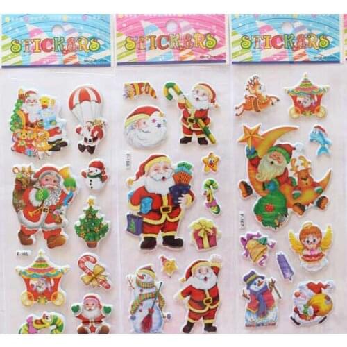 5 pcs/lot cartoon Christmas stickers kid children educational stickers Patch for girl boy srapbooking stickers