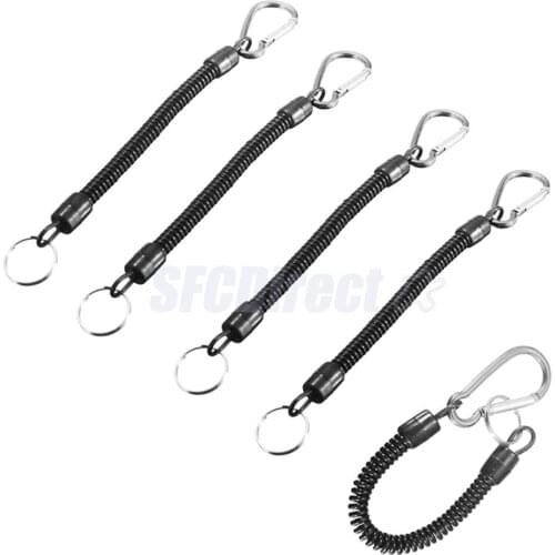 5pcs Retractable Fishing Lanyard Coiled Tether Secure Tackle Tools Silver