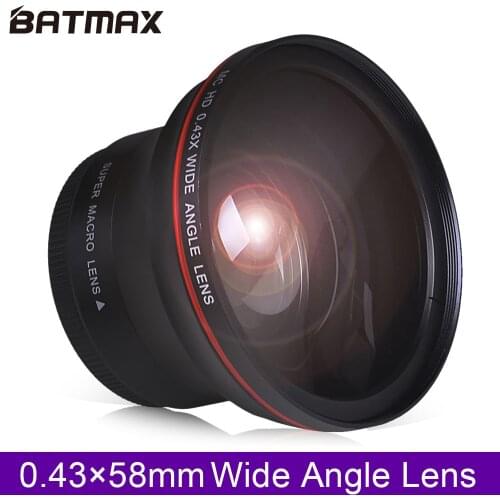 58MM 0.43x Batmax Professional HD Wide Angle Lens (w/Macro Portion) for Canon EOS Rebel 77D T7i T6s T6i T6 T5i T5 T4i T3i SL2 60