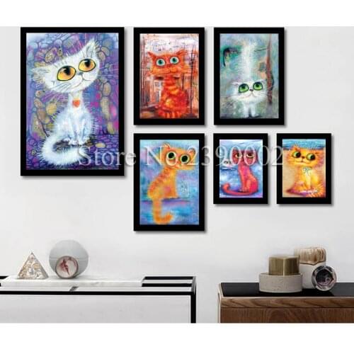 5D Diy Diamond Painting Drill Rhinestone Cross Stitch Posters Needlework Full Rhinestone Cat Diamond Embroidery Crafts Mosaic