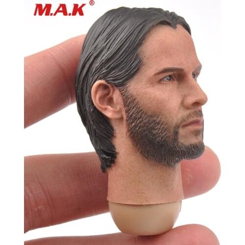 1/6 Scale Male Figure Accessory John Wick Keanu Reeves Male Head Sculpt Craved Model with Neck for 12 inches Action Figure Body