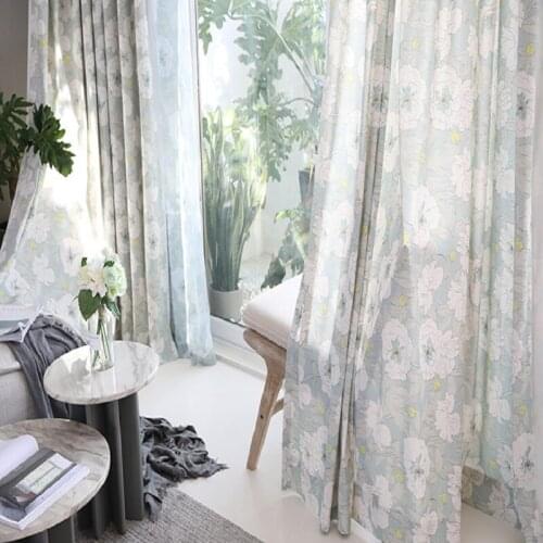 American Style Curtains for Living Room and Bedroom Pastoral Printing Curtains Polyester Cotton Window Curtains Tulle