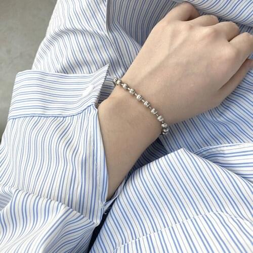 New S925 NEW Arrival Fashion Round Beads Bracelet Thai Silver Jewelry Retro Distressed Exquisite Adjustable