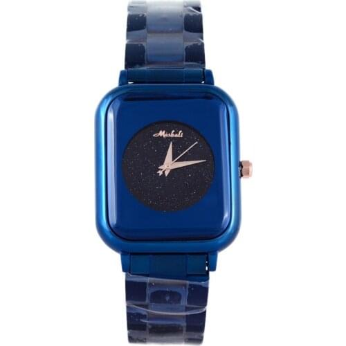 Montre Femme Relogios MASHALI New Square Women Watches Neutral Vogue Girls Students Watches Wristwatch Vivid Blue Relojes W066