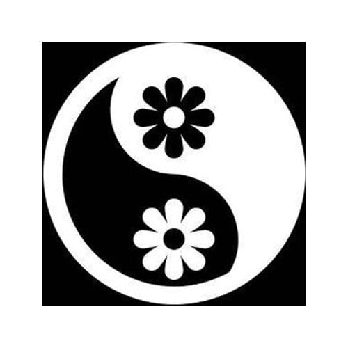 Black/Sliver Yin and Yang Flower Car Rear Glass Sticker Waterproof Vinyl Art Car Side Pattern Decor Sticker S1082