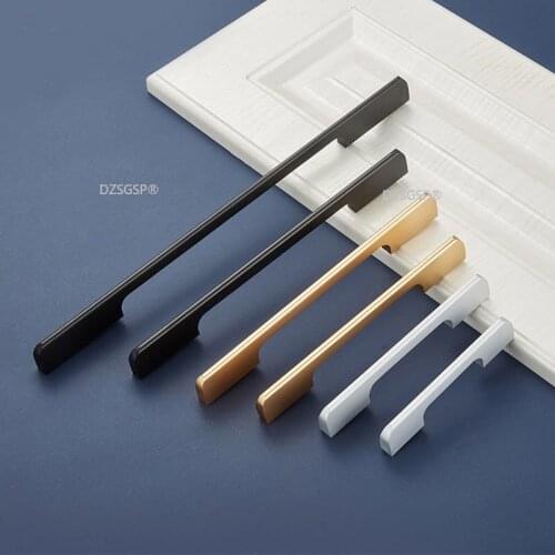 European Fashion Aluminum Wardrobe Furniture Knobs Cupboard Cabinet Hardware Arc Kitchen Drawer Handle Silver Black Gold