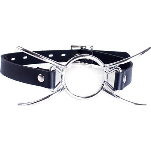 Oral Fixation PU Leather Bondage Restraint Mouth Gag Spider X Style Flirting O ring Open Mouth Gag Adult Games Sex Toys XN0083