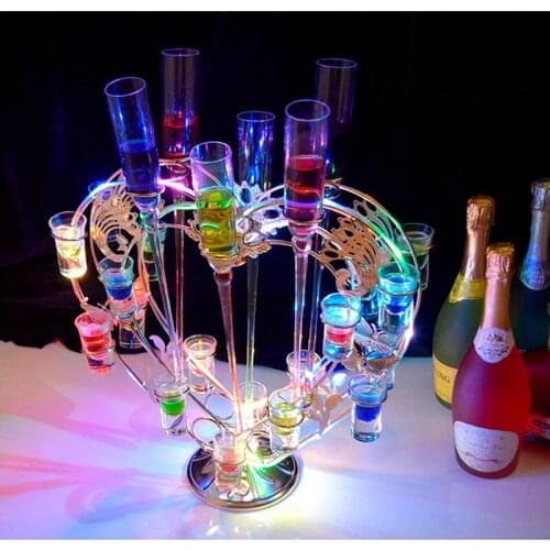 Bar Red Wine Champagne Cocktail Stand KTV Colorful LED Creative Lighting Decoration Beach Glass Bullet Cup