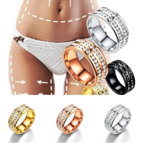 Slimming Healthcare Fat Burning Weight Loss Ring Anillo Mujer Bague Crystal Stainless Steel Rings For Women 2018 Fashion Jewelry