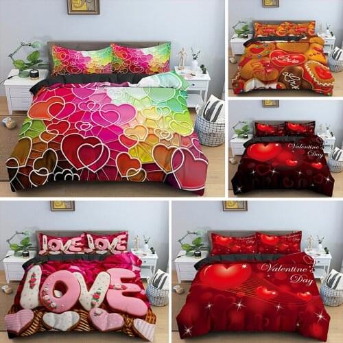 3D Bedding Set Heart Pattern Duvet Cover Queen King Size Comforter Bedding Home Textile for Kids