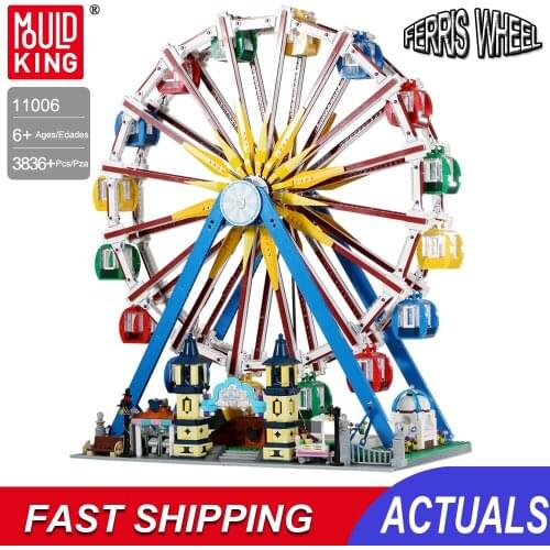 Amusement Park Block Brick Set New Ferris Wheel Building Blocks Playground Moc Girl Educational Toys For Chilren Assembling