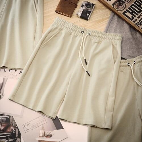 98011 Men Shorts Vintatge Casual Simple Sport Jogger Mid-Rise Light Camel Straight Drawstring Stretch Waist Knee-Length Pants