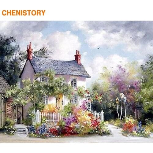 Frameless Small House Abstract DIY Painting By Numbers Kits Coloring By Numbers Oil Painting On Canvas Landscape Home Wall Decor