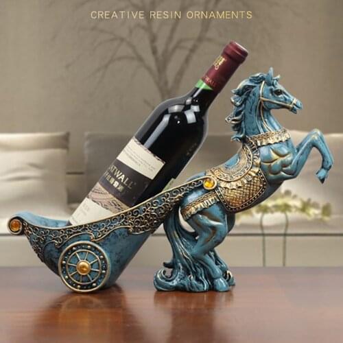 Non-slip Horse Carriage Wine Rack Bottle Holder Fashion Modern Statues Decor Home Furnishing Living Room Decoration Resin Crafts