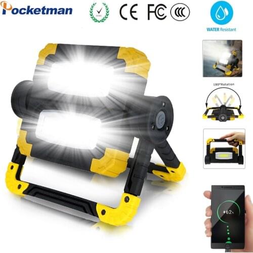 New Powerful 200W 2 COB LED Work Light Handheld Searchlight Waterproof Spotlight Portable Work Lamp USB Emergency Light