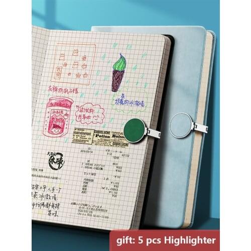 A4 A5 B5 A6 Grid Notebook Thick PU leather Cover Hand-painted Painting Grid Book Simple Ins Cute Girl Heart Diary Book