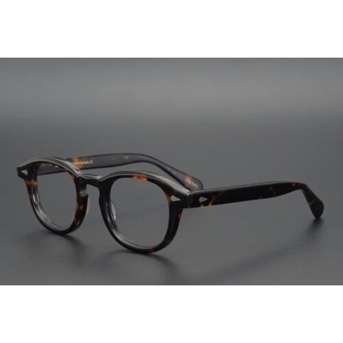 Johnny Depp Luxury Leopard Acetate Eyeglasses Frame Men Women Retro Brand Myopia Optical Prescription Glasses Frame Eyewear