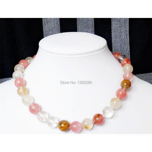 ! Wholesales beautiful 12mm Multicolor Watermelon Tourmaline EAm Tower Necklace 17'' 2 pieces / lot fashion jewelry
