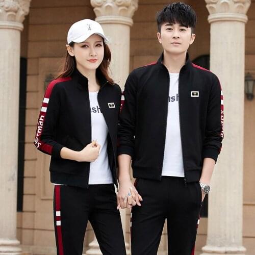 Couples POLO sweater suit sport clothes mens spring casual sportswear jacket Korean spring autumn 3 piece sets womens outfits