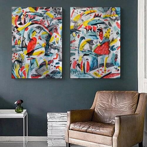 Posters and Prints on Canvas Wall Art Abstract Painting Woman Before and After Marriage Pictures for Living Room Home Decoration