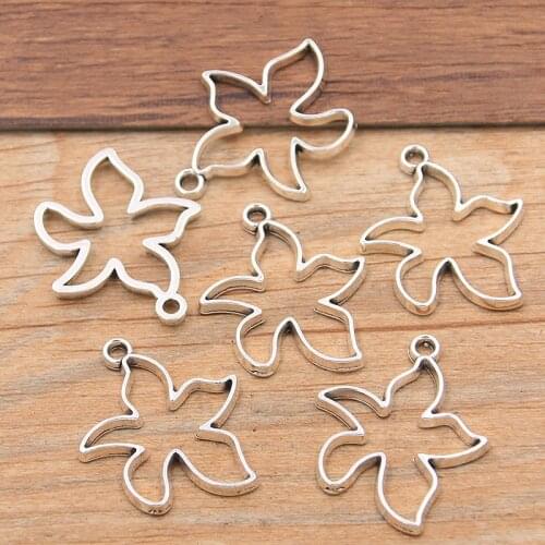 20PCS 22X25mm New Product Hollow Starfish Charms Both Hands Pendant Jewelry Metal Alloy Necklace Bracelet Earrings Marking