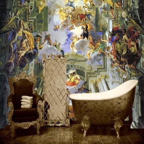 Custom mural figure painting style wallpaper mural Hotel ceiling meeting room KTV 3D stereo wallpaper