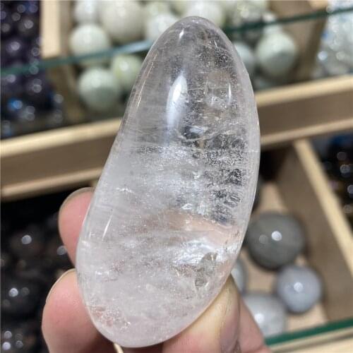 Rare Beatiful Natural Stone Clear Crystal Oval Shape Polished Energy Crystal Healing Drop Shipping