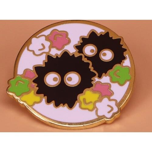 Soot sprite enamel pin rainbow stars brooch Hayao Miyazaki Spirited Away badge anime jewelry cute ghost pins Halloween accessory