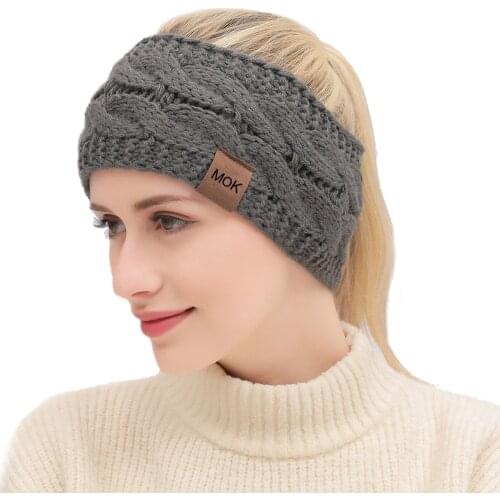 Women Headband Solid Color Wide Turban Crochet Knitted Hairband Winter Ear Warmer Girls Makeup Elastic Hair Bands Accessories