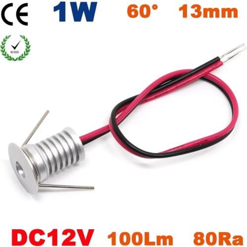 Super Mini 6PCS CE RoHS 1W 100Lm LED Down lamp Ceiling 80Ra Table 1 Watt LED Light DC 12V 2016 New products