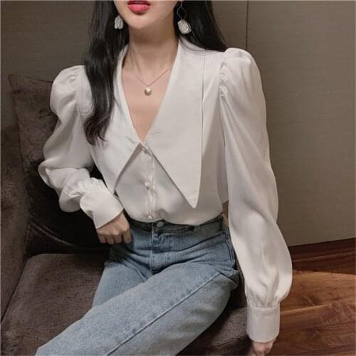 Office Ladies Solid Shirts Chic Long Sleeve V-Neck Casual Single-breasted Blouses Spring Summer Fashion Women Blouses Tops