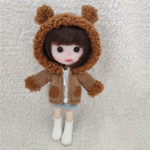 1 item bjd clothes ob11 baby clothes cute bear coat for 1/12 doll clothes, beautiful knot pigs, GSC body doll accessories