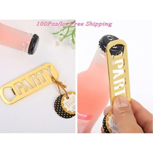 100 Pieces/lot) Simple and Elegant Wedding reception favors of Gold Party Bottle Opener favors for Bridal showers