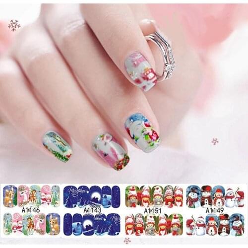 12 Sheets Fashion Xmas Nail Sticker Decals DIY Nails Decoration Art Stickers Manicure Salon Accessories
