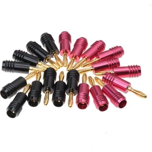 20PCS Golden in Pink/Black 4-5.4mm Wire Pin Plug Banana Connectors For Audio Video Speaker Cable Wire Connector