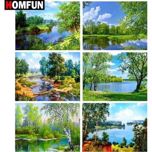 HOMFUN Diy 5d Diamond Painting "Tree beautiful scenery" Cross Stitch Square Round Diamond Embroidery Handwork Rhinestone Art