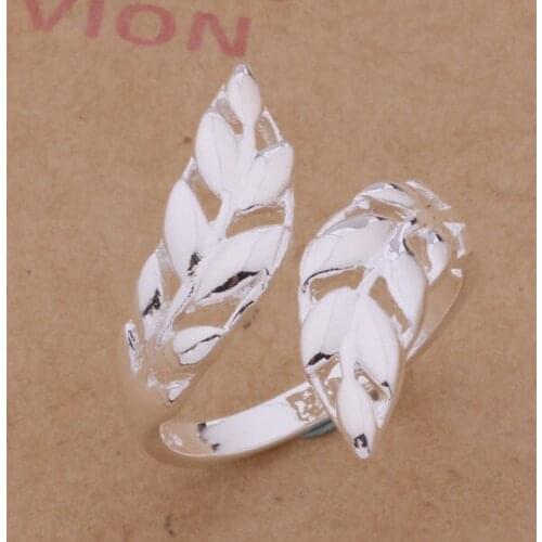 AR227 sterling silver color color ring, silver color color fashion jewelry, feather /alsajcza akpajbwa