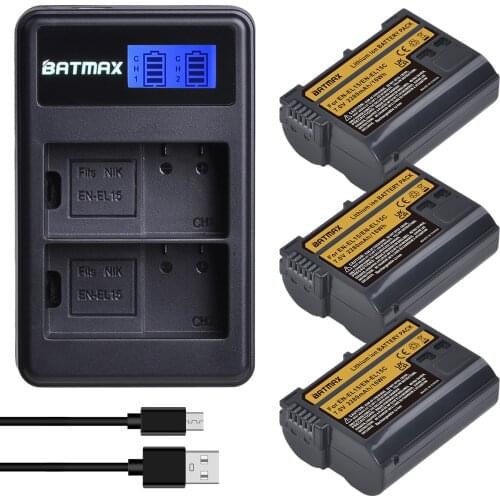 Batmax EN-EL15C EN EL15 Battery+LCD USB Dual Charger for Nikon Z5, Z6, Z6 II, Z7, Z7II D600 D610 D600E D800 D800E D810 D7000