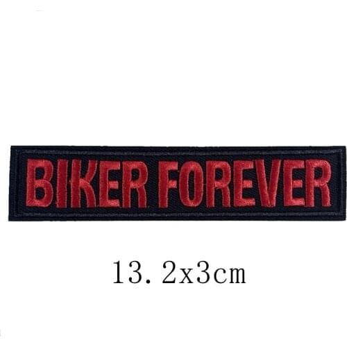 BIKER FOREVER Red English Letters Clothes Patches for Stripes Clothing Stickers Iron on Appliques Alphabet Embroidery Badges