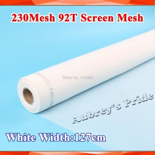 Free Shipping White 5 Meters Yards 230Mesh Count Silk Fishing Net Stenci Polyester Silk Screen Printing Mesh 92T 127CM Width