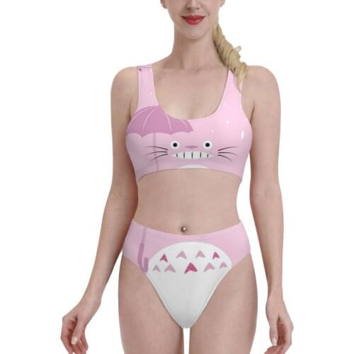 Bikinis Totoros Lovely Cat sexy 2021 Women Swimsuit high Waist swimsuit separate Kawaii Anime Women bathing suit SwimSuit