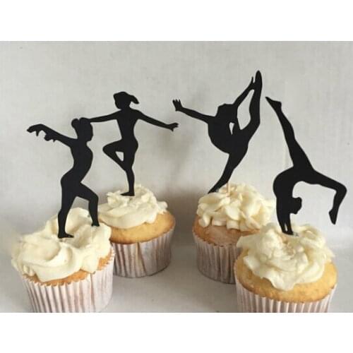 Glitte Gymnastics Silhouette Cupcake Toppers Party Picks bridal shower wedding engagement birthday toothpicks decor