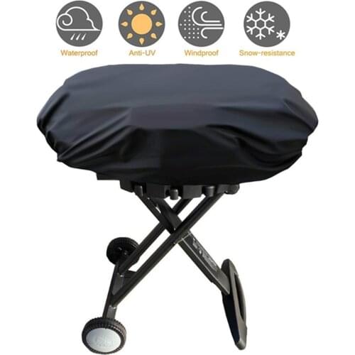 BBQ Cover Outdoor Dust Waterproof Heavy Duty Grill Cover Rain Protective Outdoor Barbecue Cover Round BBQ Grill for Weber Q2000