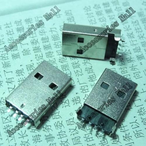 Black USB 2.0 Male A Type PCB Plug 180 degree SMT SMD USB Connectors