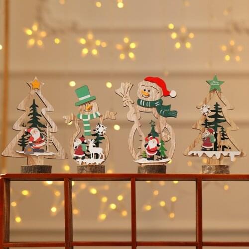 Wooden Christmas Decoration For Home Christmas Tree Pendant Christmas Wood Ornaments Navidad New Year 2021 Party Small Gift Snow