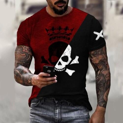 Summer New Pirate Skull Style 3D Oversized Tshirt Mens Fashion Streetwear Shirt Hip Hop Punk Short Sleeve Tops