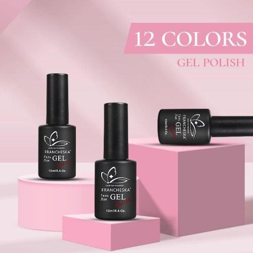 FRANCHESKA Nail Gel Polish 12ml Gel Polish Matt Effect Soak Off Long Lasting UV LED Nail 12 Colors Pro Women Gel Varnish TSLM1